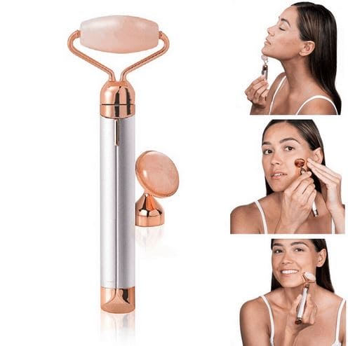 New 2 In 1 Flawless Contour, Flawless Jade Roller, Micro Vibrating Facial Roller And Massager, Automatic Facial Vibrate Face Massager, Electric Pink Rose Quartz Facial Massager, Vibrating Face Body Massage Tool, Skin Care Lift Tightening Women Beauty Bar New 2 In 1 Flawless Contour, Flawless Jade Roller, Micro Vibrating Facial Roller And Massager, Automatic Facial Vibrate Face Massager, Electric Pink Rose Quartz Facial Massager, Vibrating Face Body Massage Tool, Skin Care Lift Tightening Women Beauty Bar